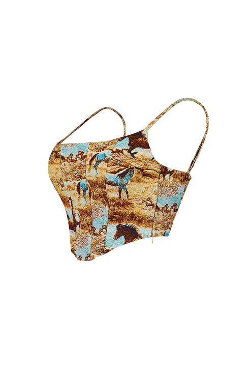 Stallion Print Corset Crop Top
